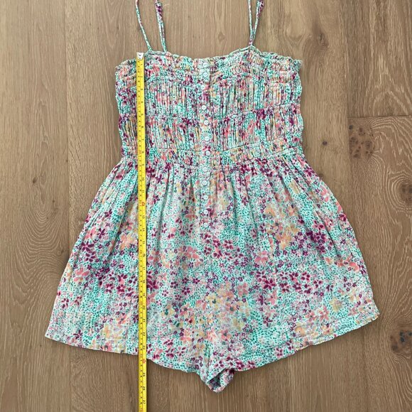 Free People Romper Women Small Shorts Sammi Floral Smocked Boho FP One 83224097 - Picture 7 of 12